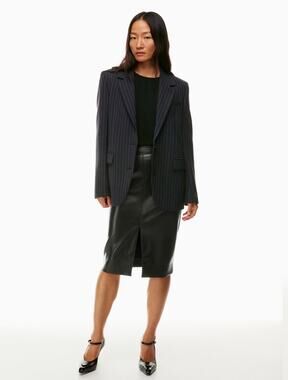 Aritzia Babaton Pegu Vegan Leather Pencil Midi Skirt Black Size 8 NWOT